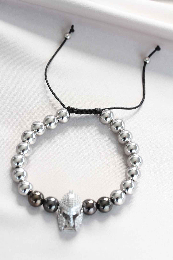 EBJ Scrambled Eggs Helmet Design Silver Color Steel Bead Men's Bracelet - Palm Springs