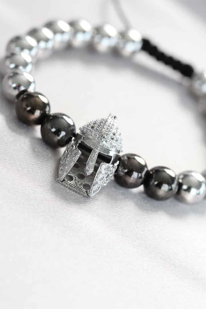 EBJ Scrambled Eggs Helmet Design Silver Color Steel Bead Men's Bracelet - Palm Springs