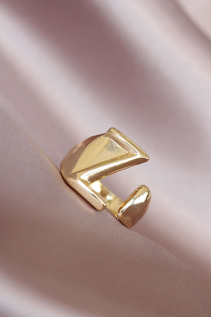 EBJ Gold Color Adjustable Metal Women's Ring with Z Initial - Marcianise