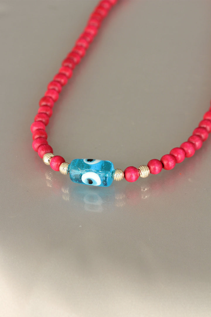 EBJ Pink Color Wooden Beaded Women's Necklace - Weinheim