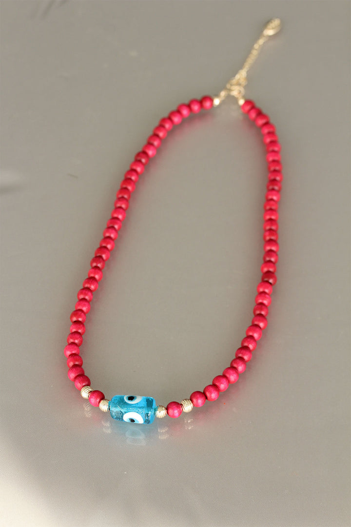 EBJ Pink Color Wooden Beaded Women's Necklace - Weinheim
