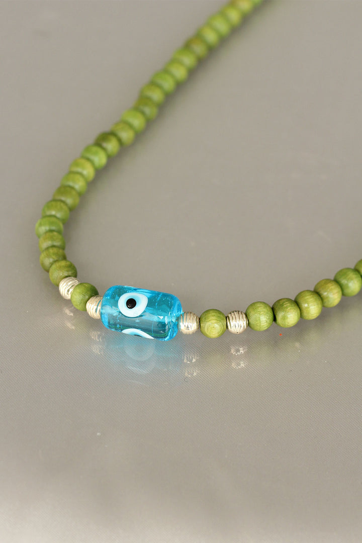 EBJ Green Color Wooden Beaded Women's Necklace - Summerville
