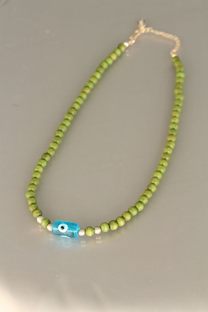 EBJ Green Color Wooden Beaded Women's Necklace - Summerville