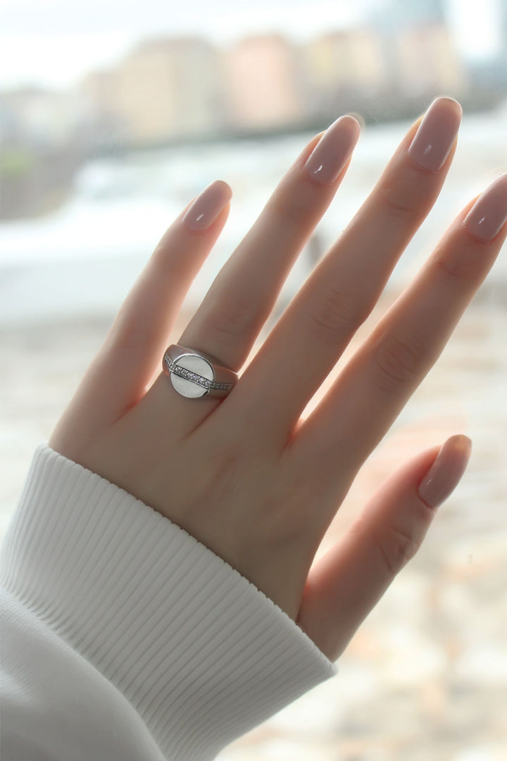 EBJ Punta Rhodium Plated Women's Ring with Zircon Stone - Milpitas