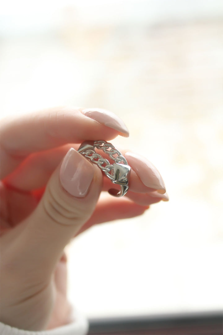EBJ Chain Model Rhodium Plated Adjustable Women's Ring - New York