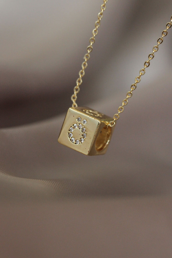 EBJ Cube Model Gold Color Zircon Stone Letter O Necklace - Glasgow