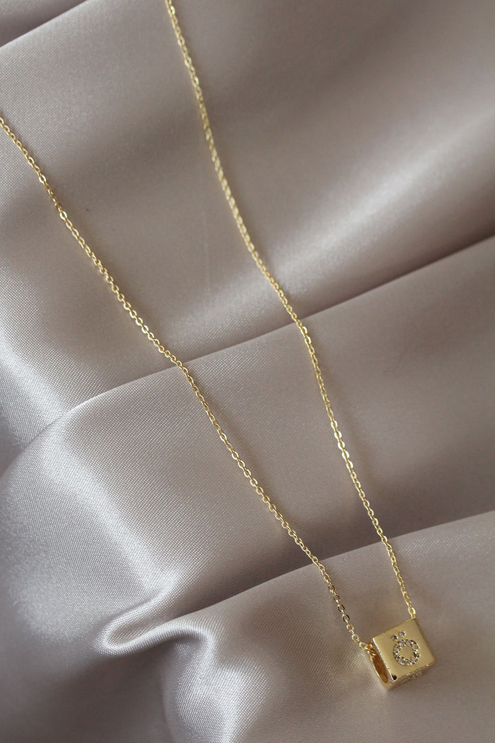 EBJ Cube Model Gold Color Zircon Stone Letter O Necklace - Glasgow