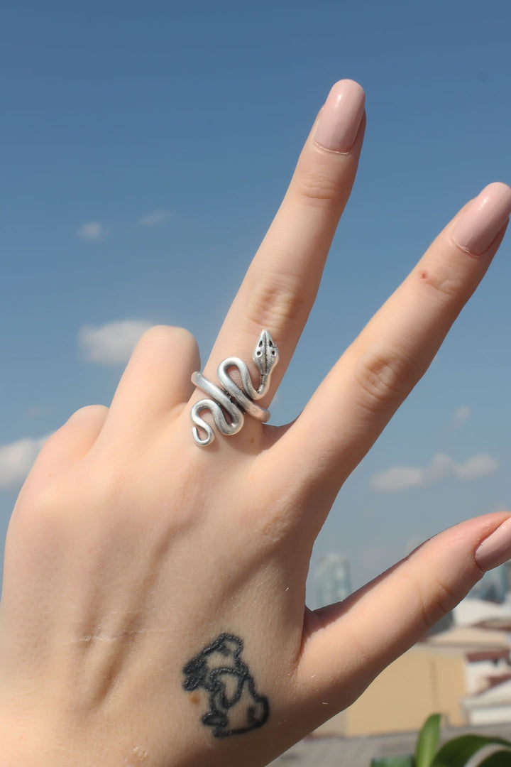 EBJ Snake Shaped Metal Adjustable Antique Ring - Fresnillo