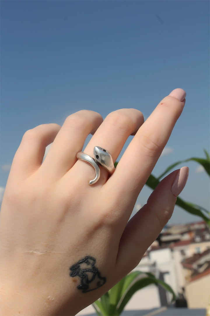 EBJ Adjustable Antique Ring with Metal Snake Figure - Tampa