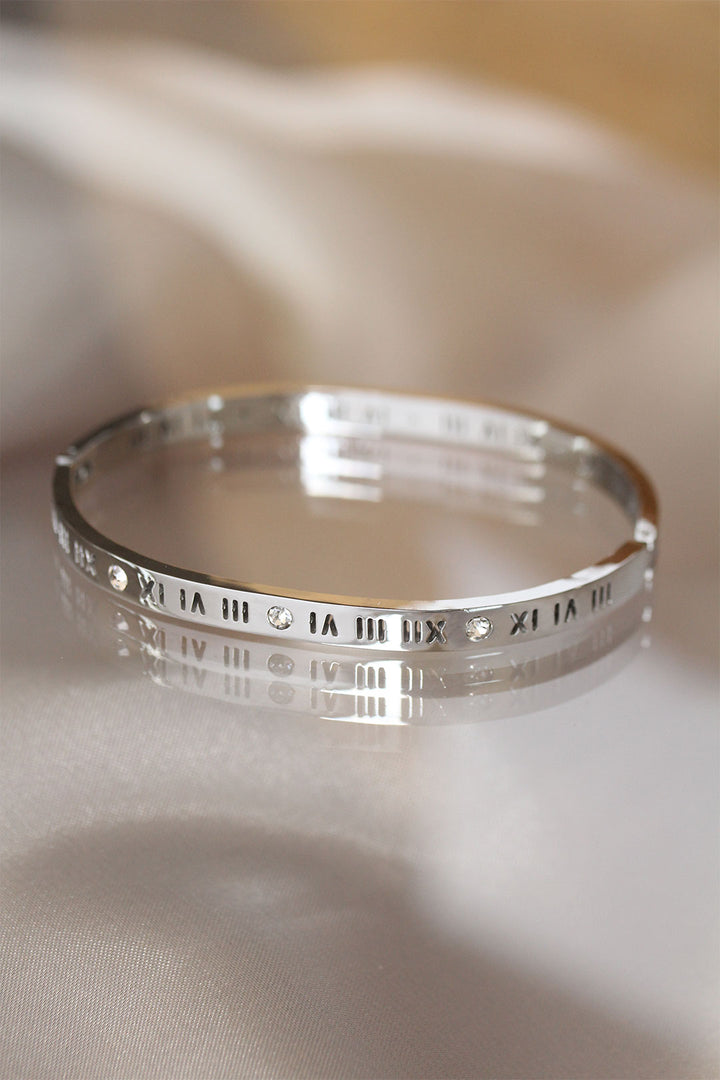 EBJ 316L Steel Roman Numeral Silver Color Bracelet Cuff - Woonsocket
