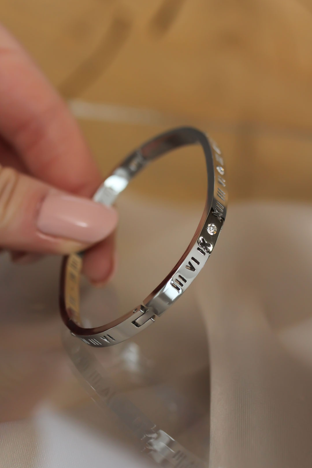 EBJ 316L Steel Roman Numeral Silver Color Bracelet Cuff - Woonsocket