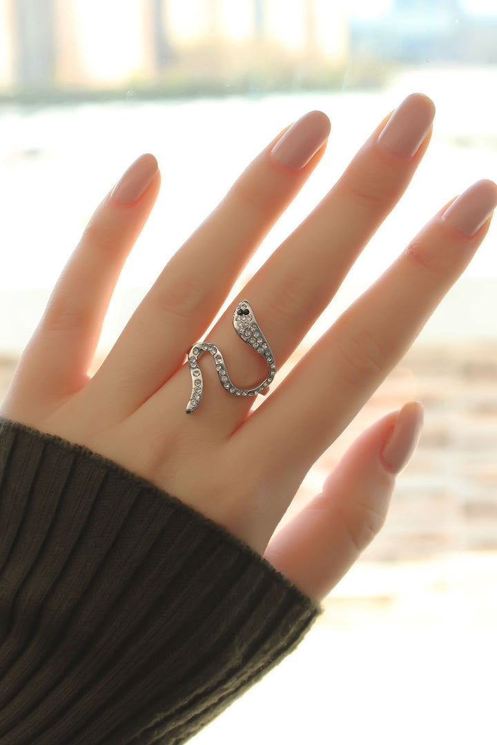 EBJ Silver Color Snake Ring with Zircon Stone - Almería