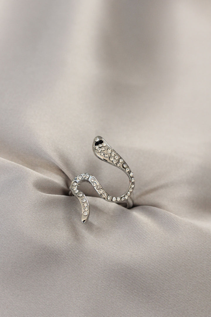 EBJ Silver Color Snake Ring with Zircon Stone - Almería