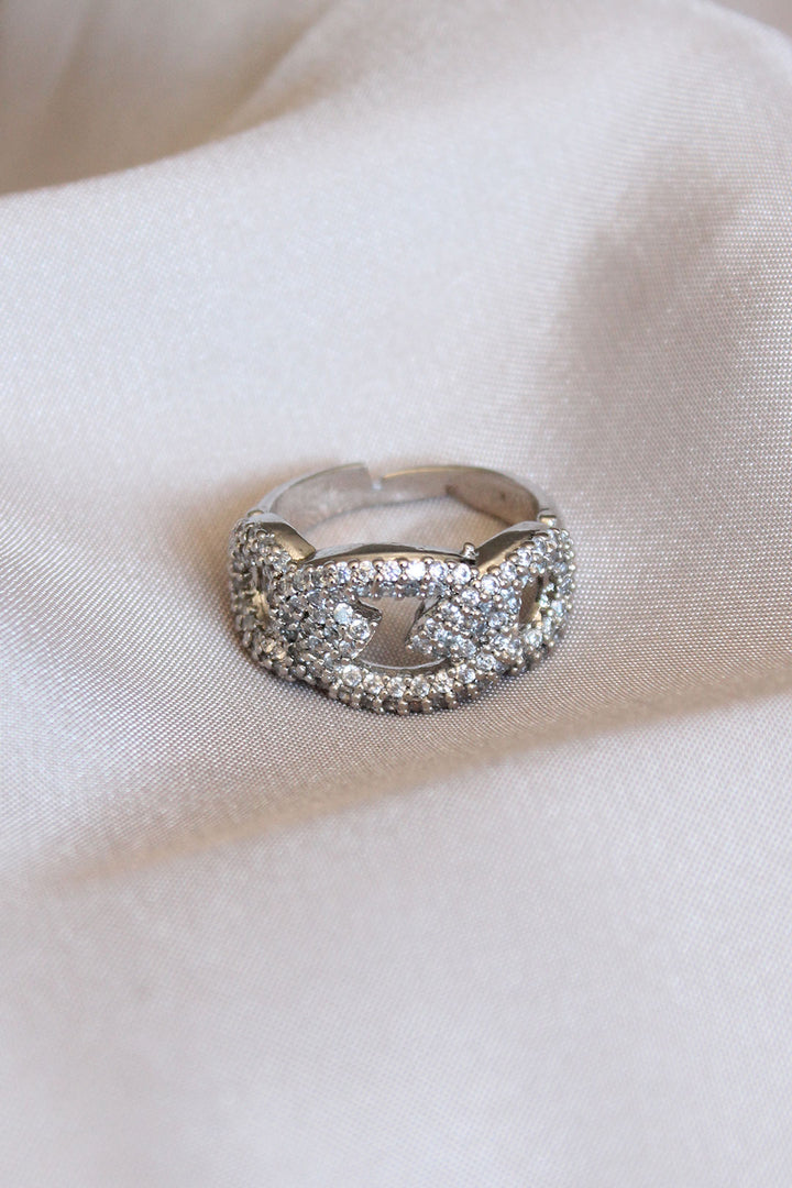 EBJ Adjustable Ring with Silver Color Zircon Stone - Palo Alto