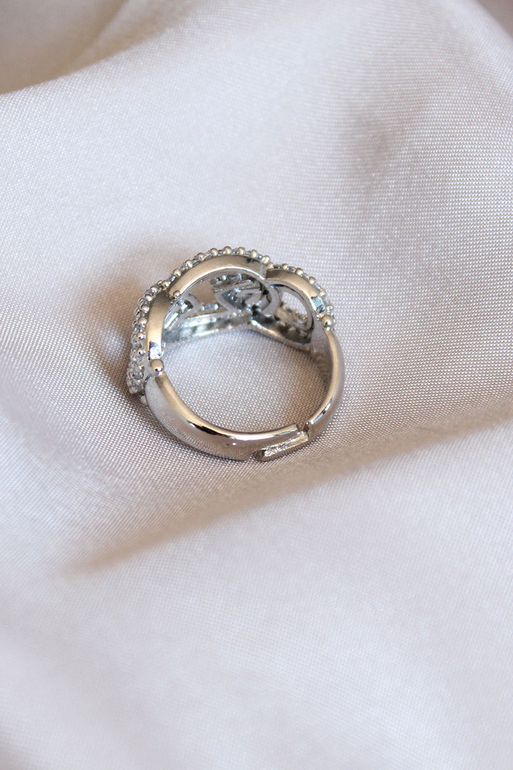EBJ Adjustable Ring with Silver Color Zircon Stone - Palo Alto