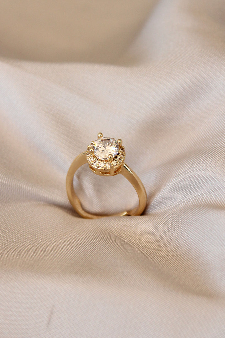EBJ Gold Color Single Stone Adjustable Metal Ring - Mestre