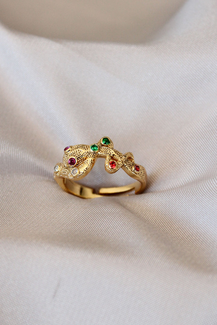 EBJ Red-Eyed Snake Detailed Zircon Stone Adjustable Ring - Saint Albans