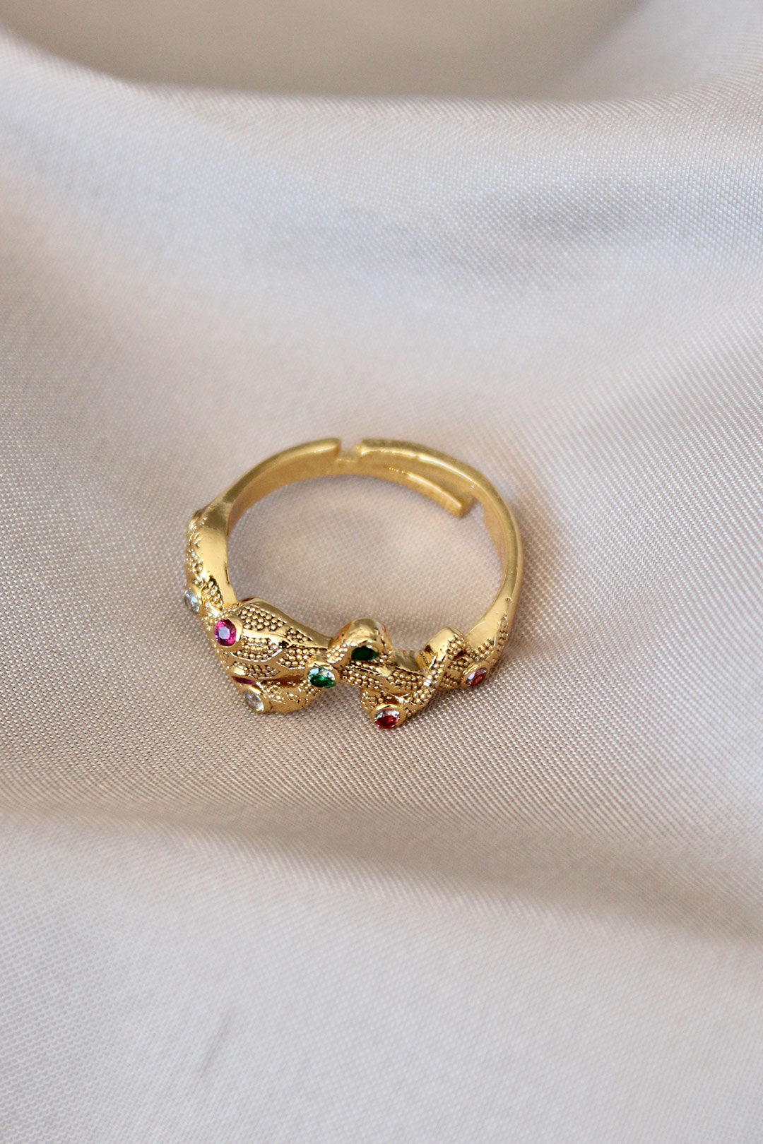 EBJ Red-Eyed Snake Detailed Zircon Stone Adjustable Ring - Saint Albans