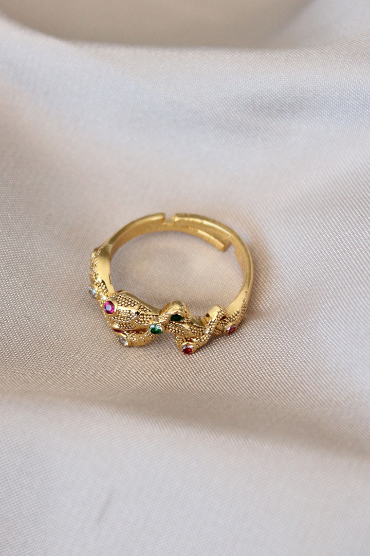 EBJ Red-Eyed Snake Detailed Zircon Stone Adjustable Ring - Saint Albans