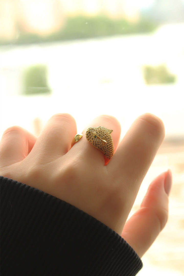 EBJ New Season Gold Color Stone Green Eyed Tiger Ring - Chur