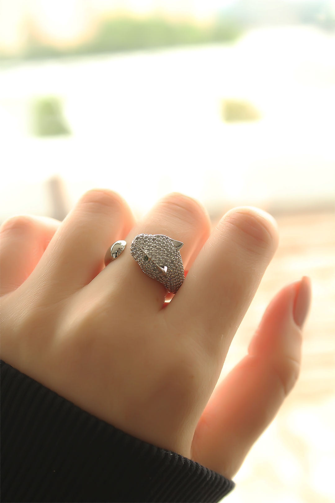 EBJ New Season Silver Color Stone Green Eyed Tiger Ring - Birmingham