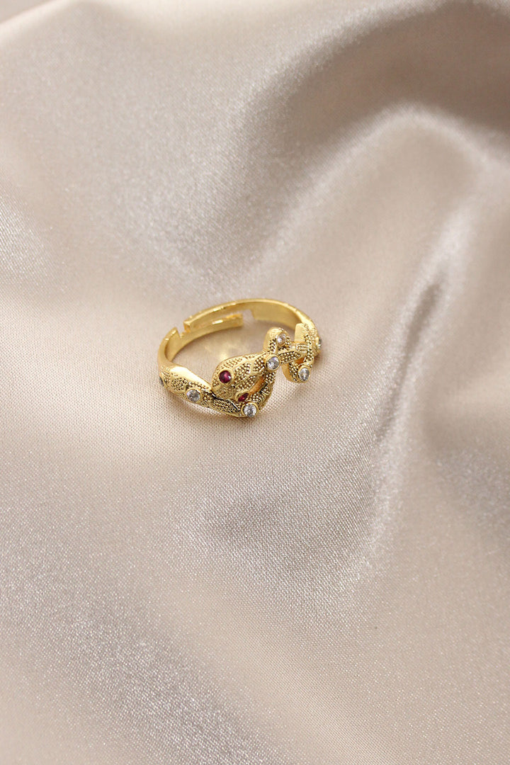 EBJ New Season Gold Color Red Stone Snake Ring - Avondale