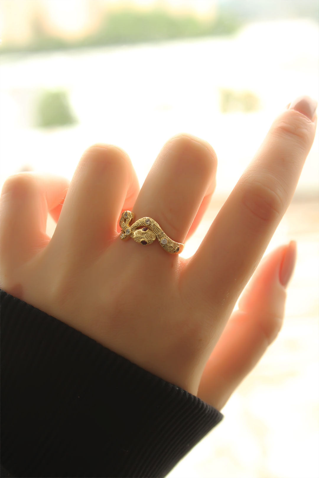 EBJ New Season Gold Color Red Stone Snake Ring - Avondale