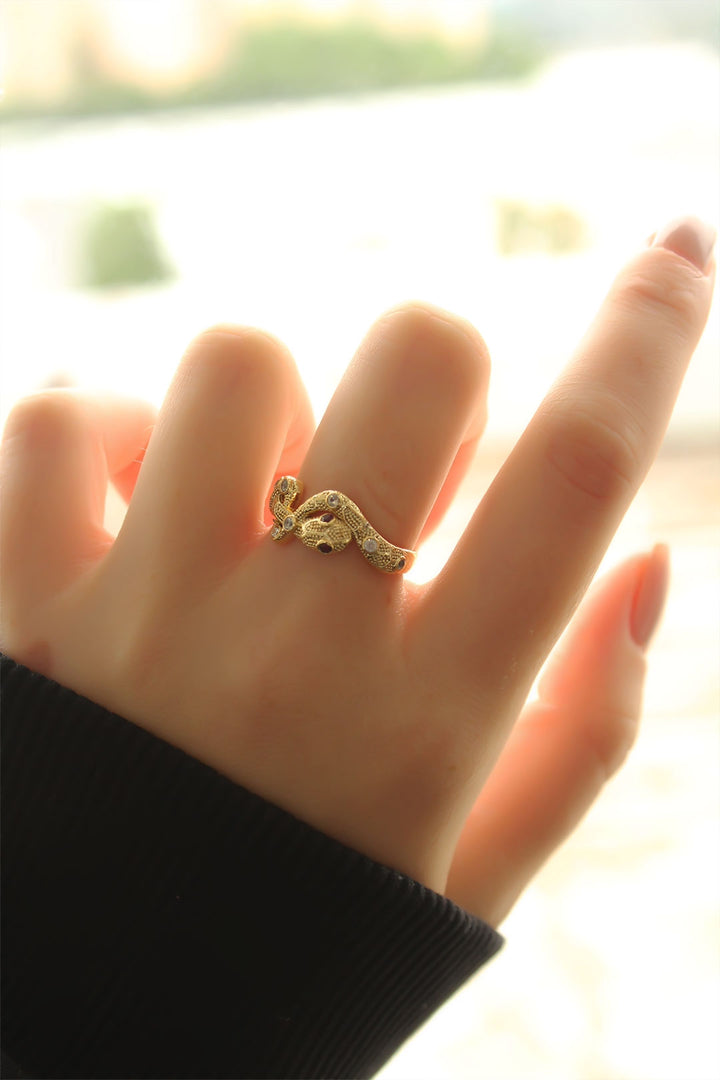 EBJ New Season Gold Color Red Stone Snake Ring - Avondale