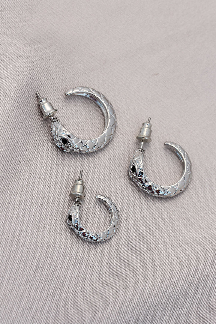 EBJ Snake Design Ring Model Silver Metal Earring Set - Duluth