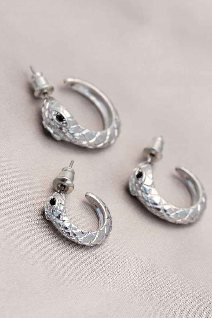 EBJ Snake Design Ring Model Silver Metal Earring Set - Duluth