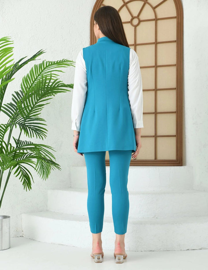 NDL Women Agraf Detail Vest Women's Suit Turquoise - Vista