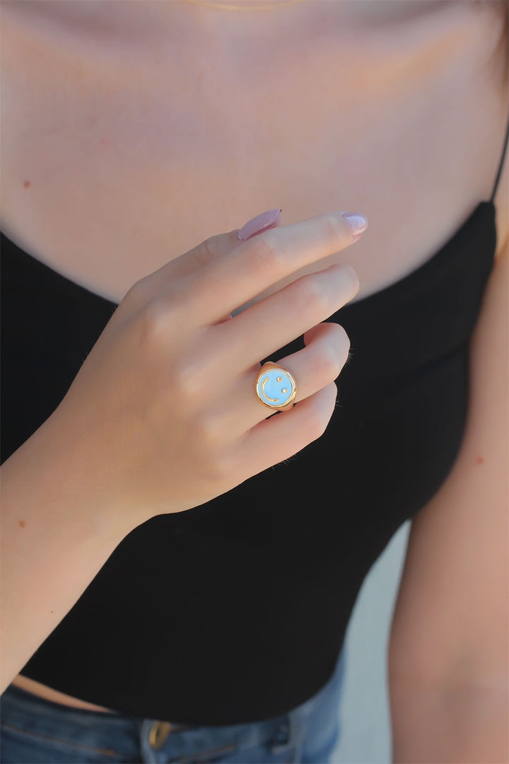 EBJ Adjustable Blue Enamel Smile Ring - Westchester