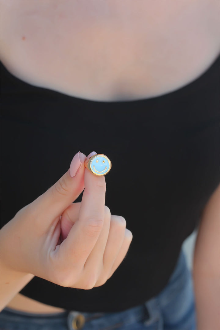 EBJ Adjustable Blue Enamel Smile Ring - Westchester