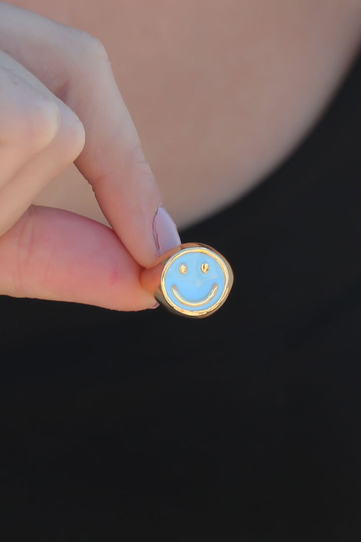 EBJ Adjustable Blue Enamel Smile Ring - Westchester