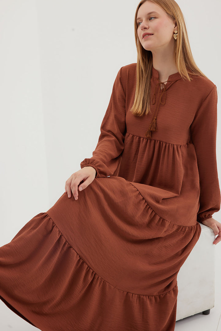 BGD Women Necklace Tied Hijab Dress - A. Brick - Progreso