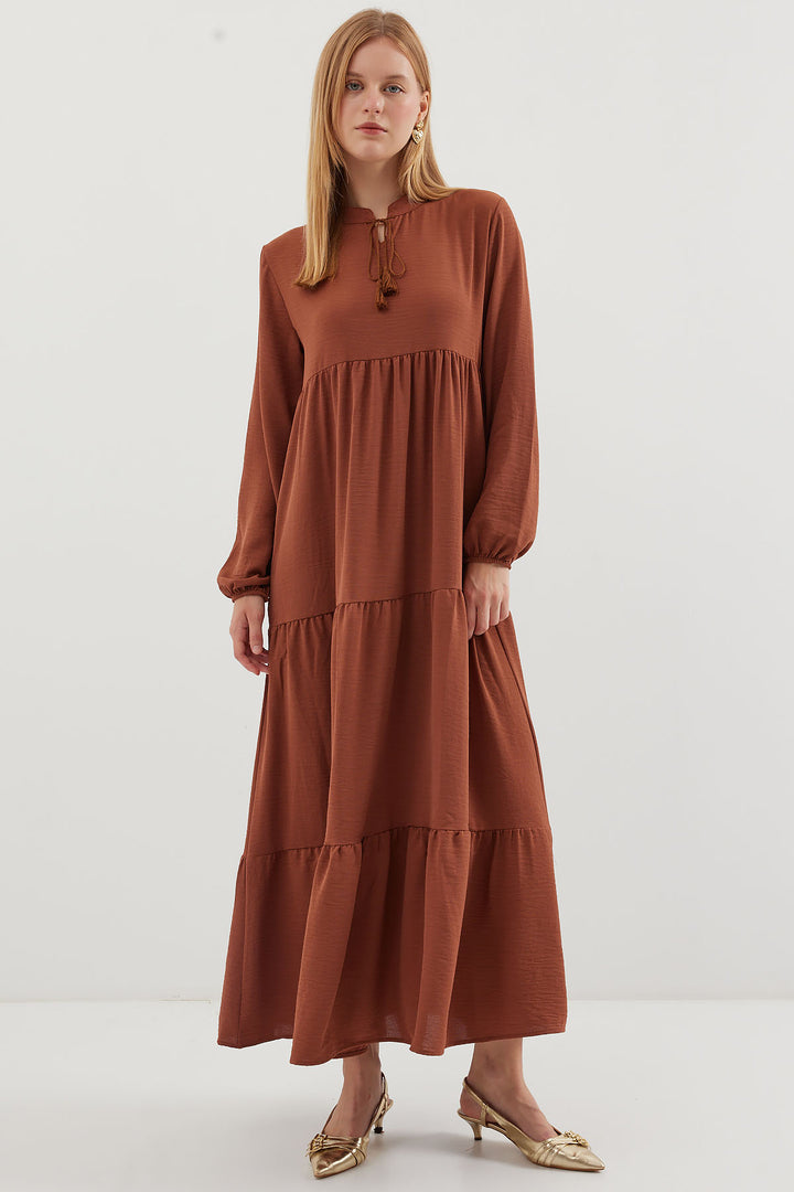 BGD Women Necklace Tied Hijab Dress - A. Brick - Progreso
