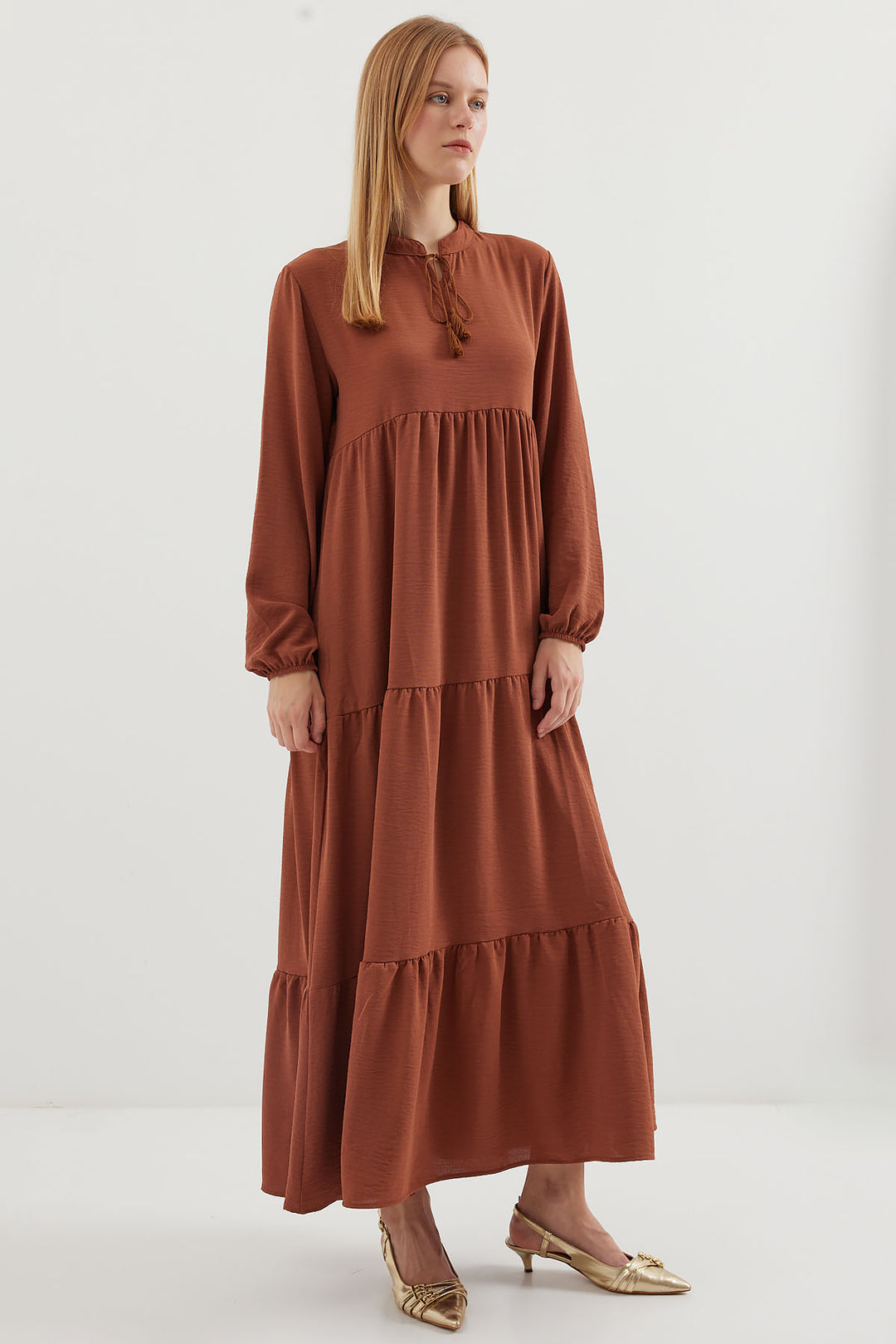 BGD Women Necklace Tied Hijab Dress - A. Brick - Progreso