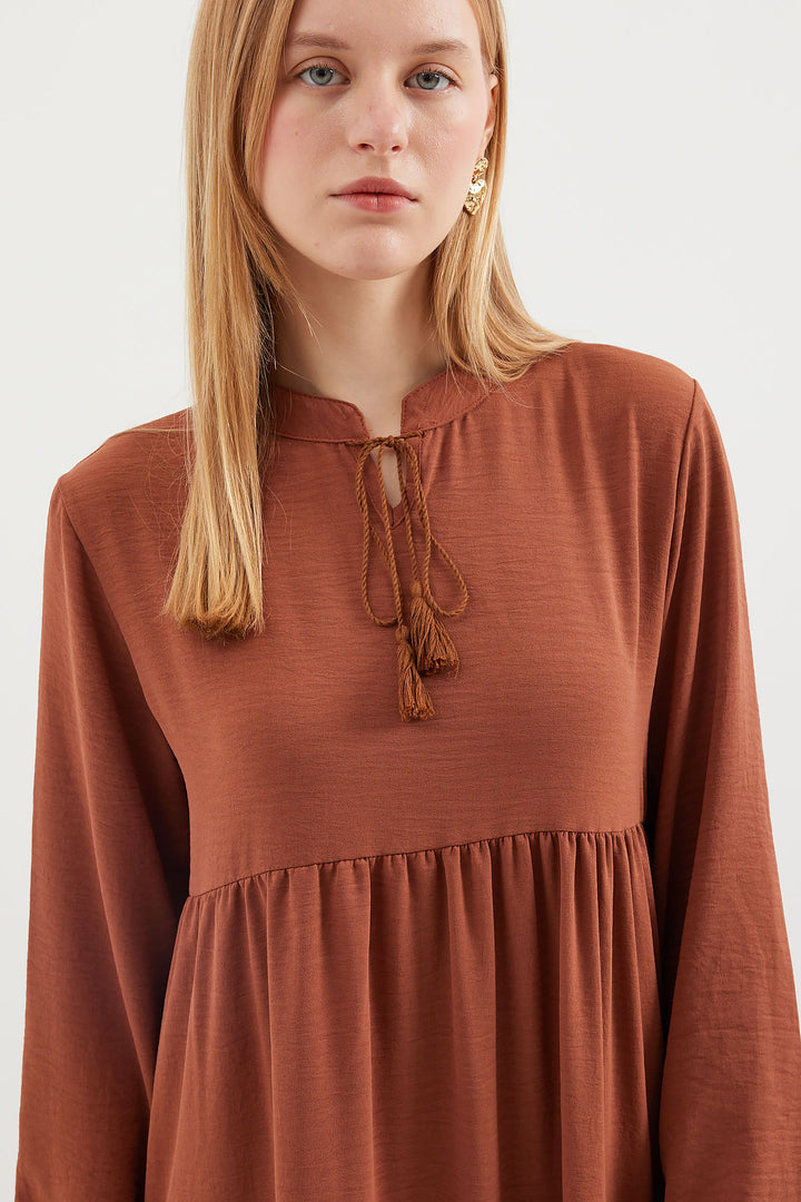 BGD Women Necklace Tied Hijab Dress - A. Brick - Progreso
