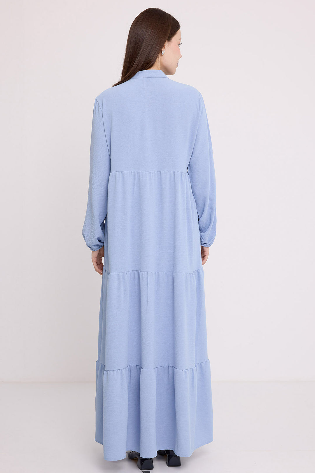 BGD Women Woman Blue Collar Lace-Up Viscose Full-Length Hijab Dress 1627 - Imperia