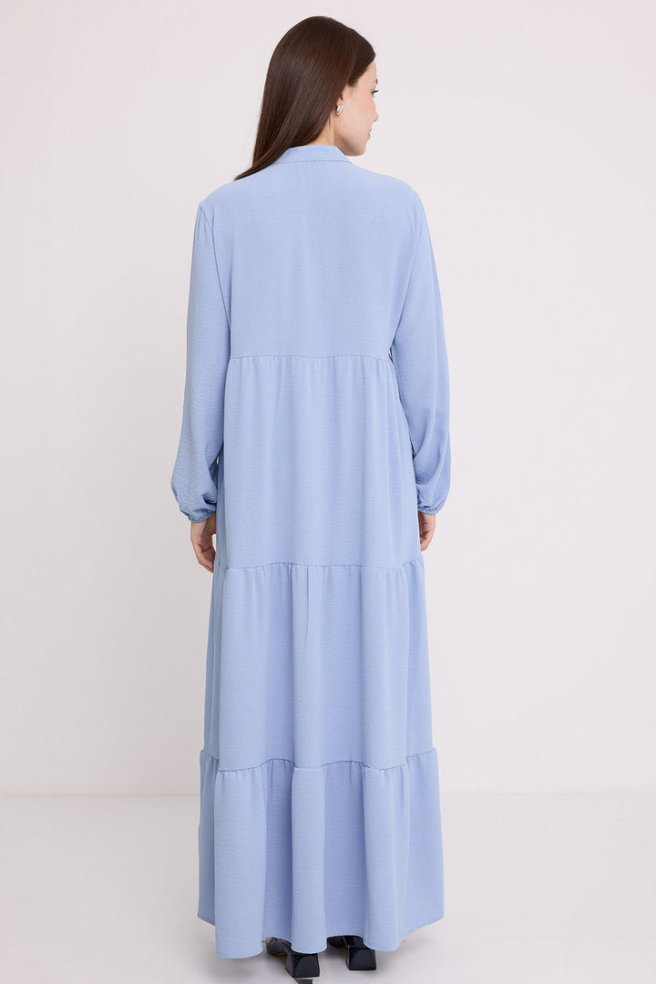 BGD Women Woman Blue Collar Lace-Up Viscose Full-Length Hijab Dress 1627 - Imperia