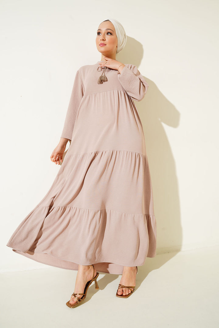 BGD Women Necklace Tied Hijab Dress - C. Beige - Pittsfield