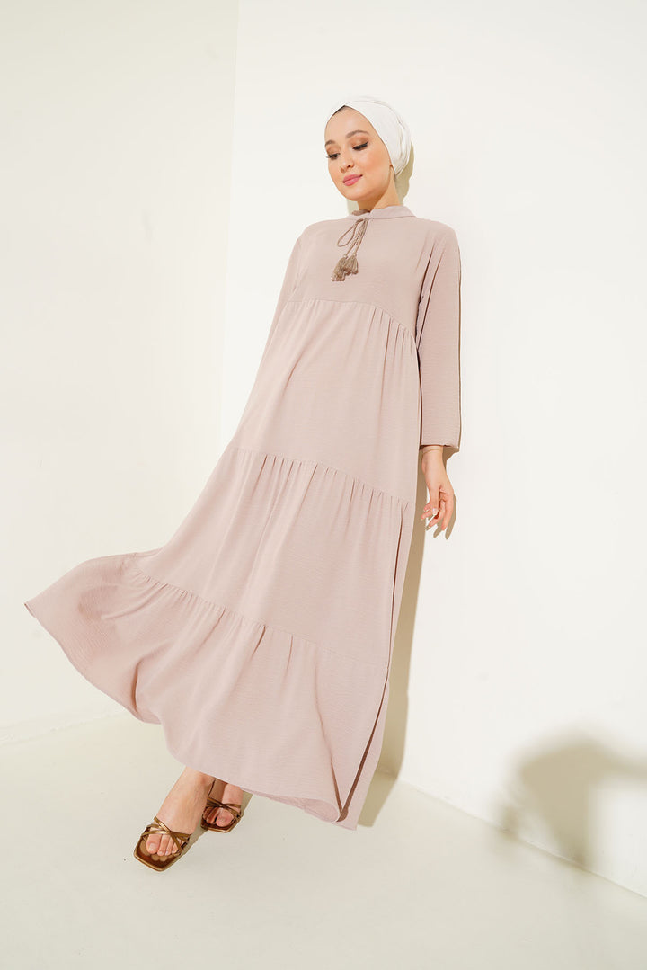 BGD Women Necklace Tied Hijab Dress - C. Beige - Pittsfield