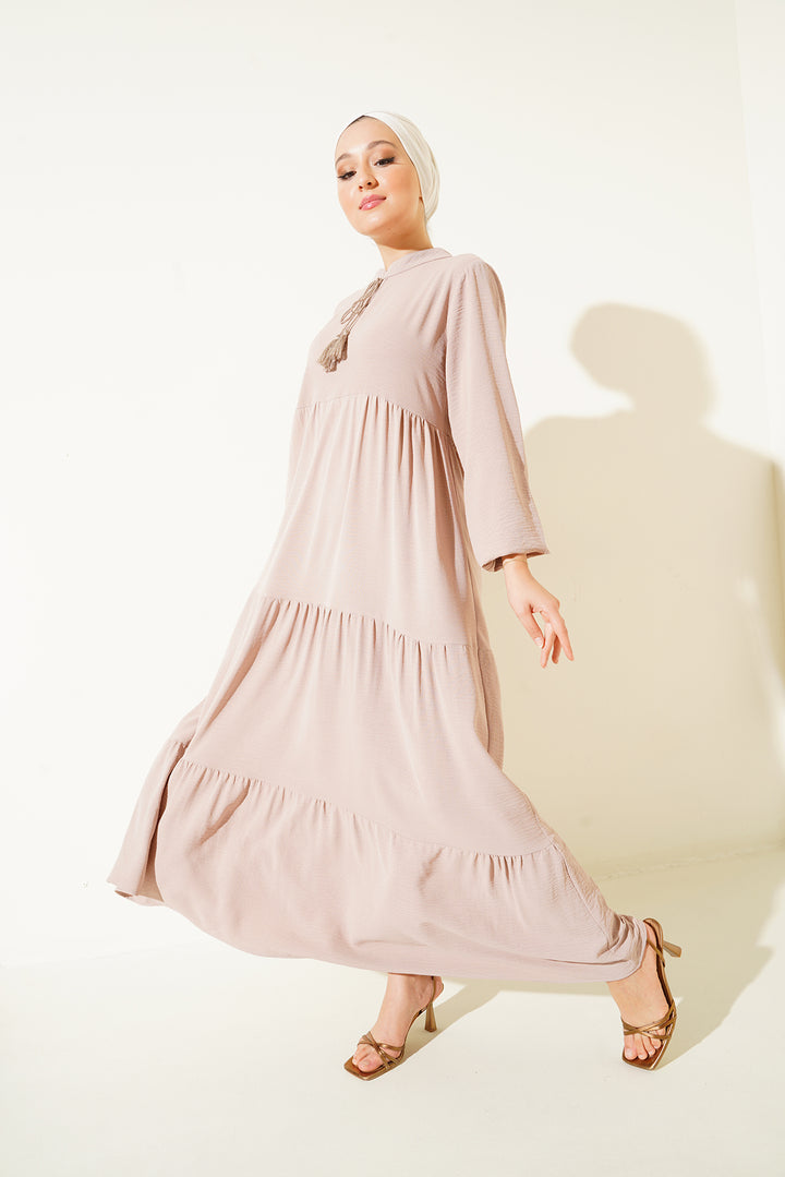 BGD Women Necklace Tied Hijab Dress - C. Beige - Pittsfield
