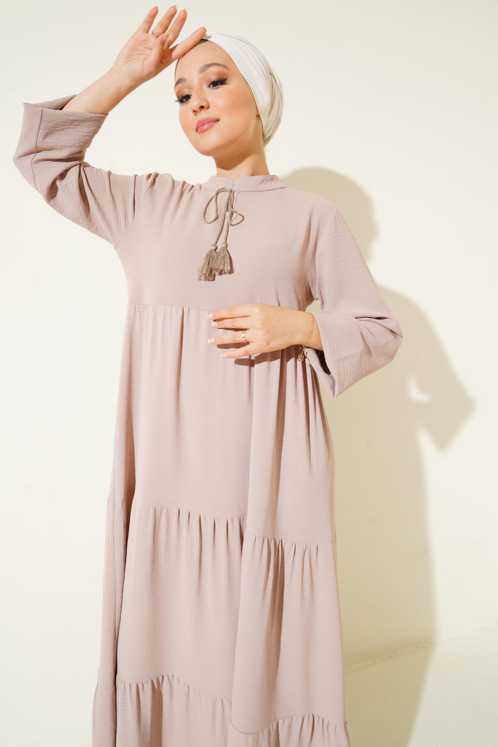 BGD Women Necklace Tied Hijab Dress - C. Beige - Pittsfield