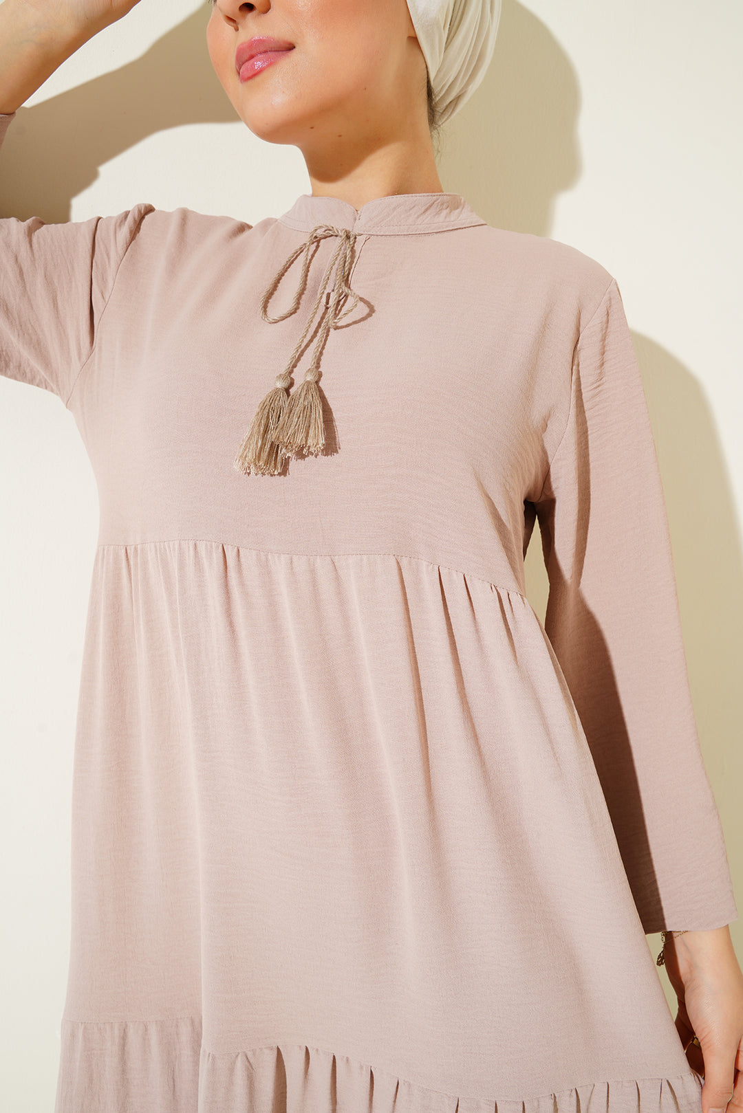BGD Women Necklace Tied Hijab Dress - C. Beige - Pittsfield