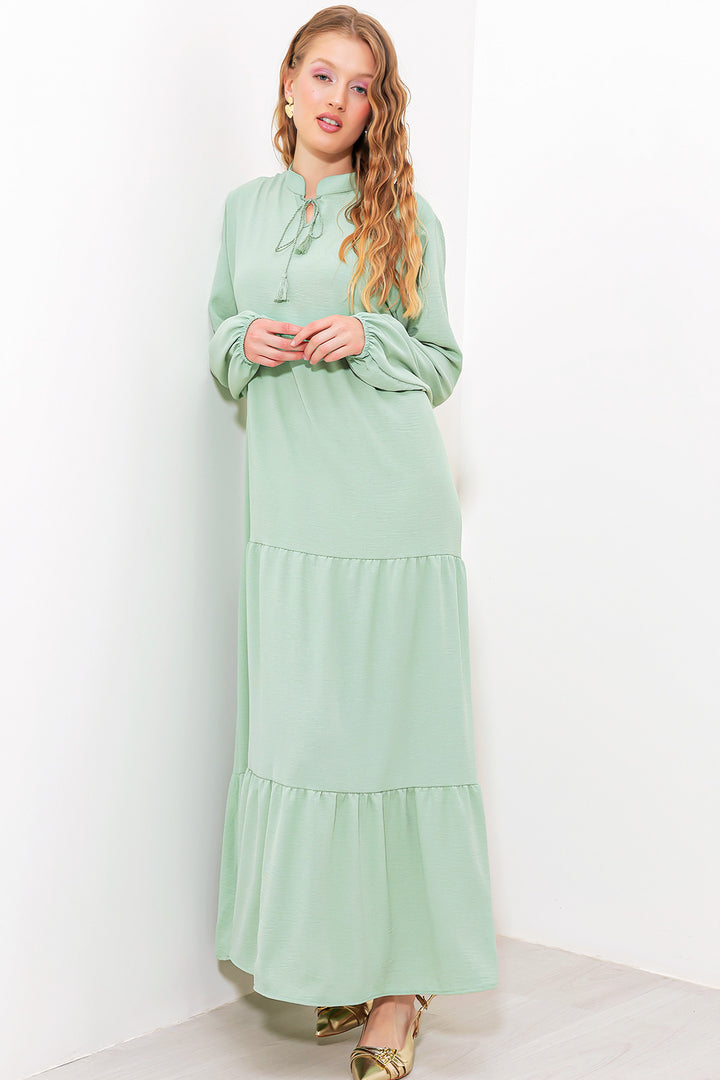 BGD Women Woman Çağla Viscose Dress with Neck Tie 1627 - Alhambra