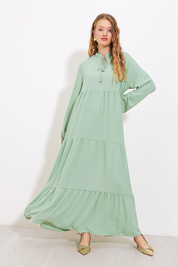 BGD Women Woman Çağla Viscose Dress with Neck Tie 1627 - Alhambra