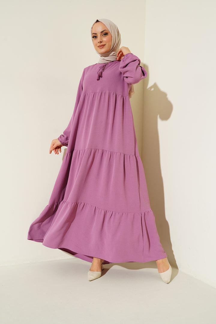 BGD Women Necklace Tied Hijab Dress - Dark Pink - Webster