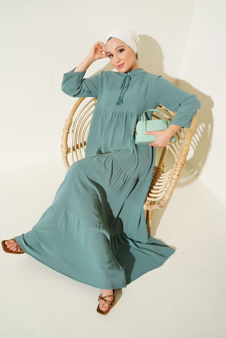 BGD Women Necklace Tied Hijab Dress - D. Mint - Zaandam