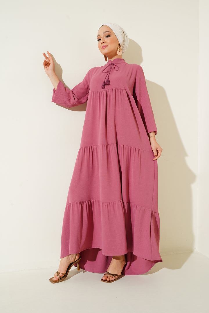 BGD Women Tie-Neck Hijab Dress - Rose Pink - Kryvyi Rih